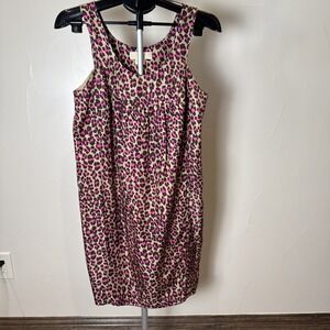 Michael Kors Silk Dress Sz 10 Pink Leopard Sleeveless Knee Length